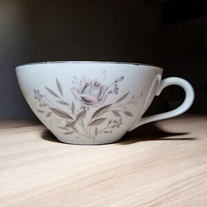 Vintage Memphis Fine China Floral Tea Cup Replacement Rose Pink Gray